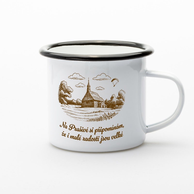 Plecháček Prašivá – smaltovaný hrnek s motivem Beskyd | Beeskyd