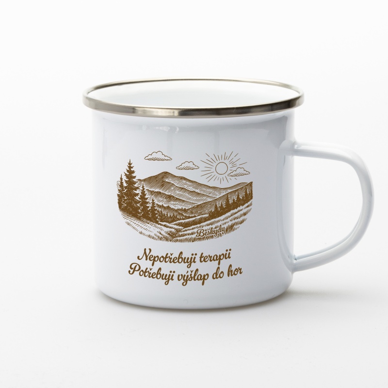 Plecháček Beskydy – smaltovaný hrnek se stříbrným lemem | Beeskyd