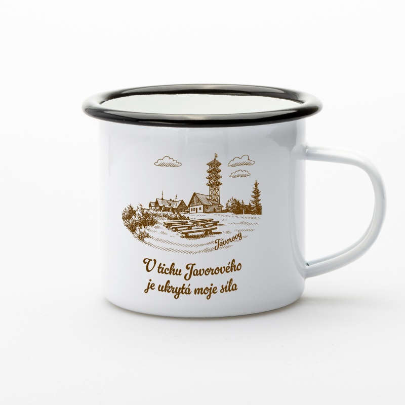 Plecháček Javorový – smaltovaný hrnek s ilustrací Beskyd | Beeskyd