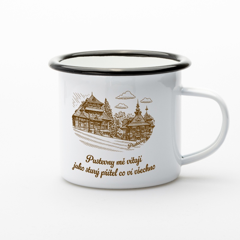 Plecháček Pustevny – smaltovaný hrnek s motivem Beskyd | Beeskyd