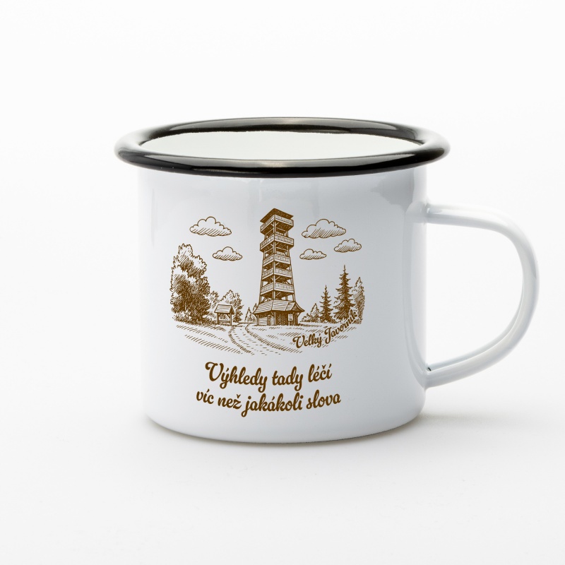 Plecháček Velký Javorník – smaltovaný hrnek s motivem Beskyd | Beeskyd