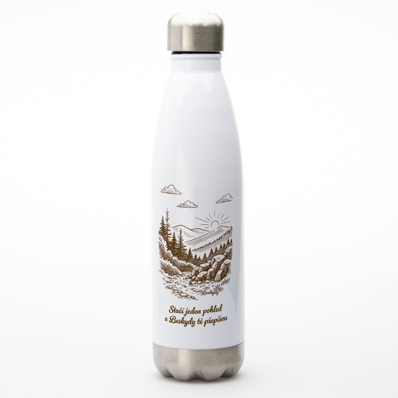 Termoska Beskydy s pohledem do dáli – ilustrovaná horská příroda | Beeskyd